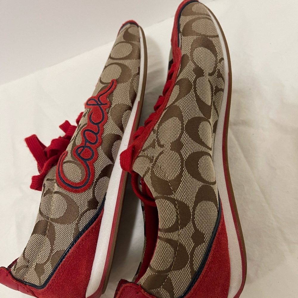 Coach Women's Red Logo Slip-On Sneakers - Picture 3 of 8